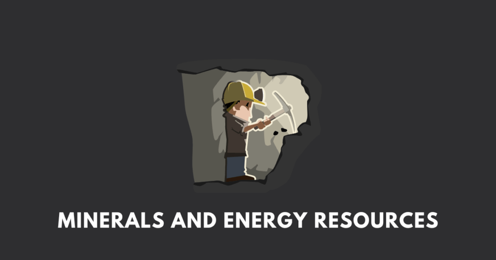 a miner mining underground, illustrating the chapter Minerals and Energy Resources