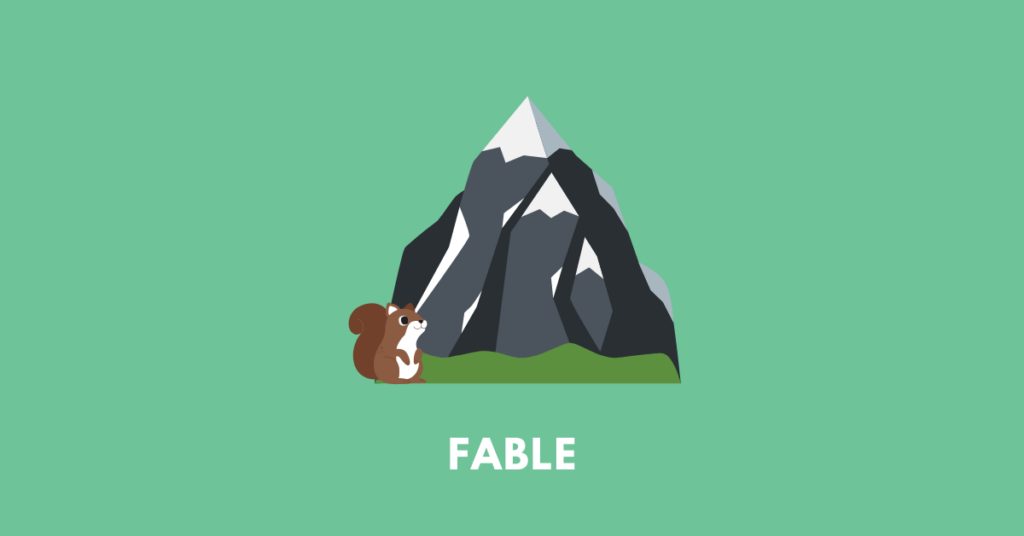 a squirrel and mountain illustrating the poem fable