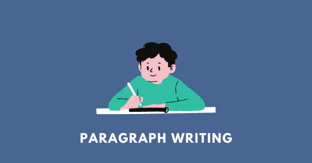 a boy writing illustrating the topic paragraph writing